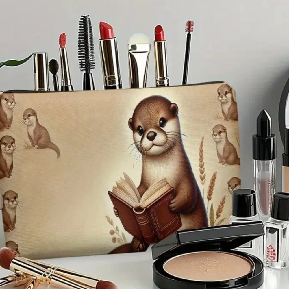 Cute Otter Print Makeup Bag